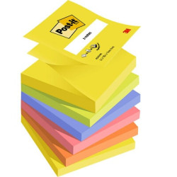 Līmlapiņu kubs 3M Post-it 76x76mm Neon Z-veida 6x90 lapas, asorti