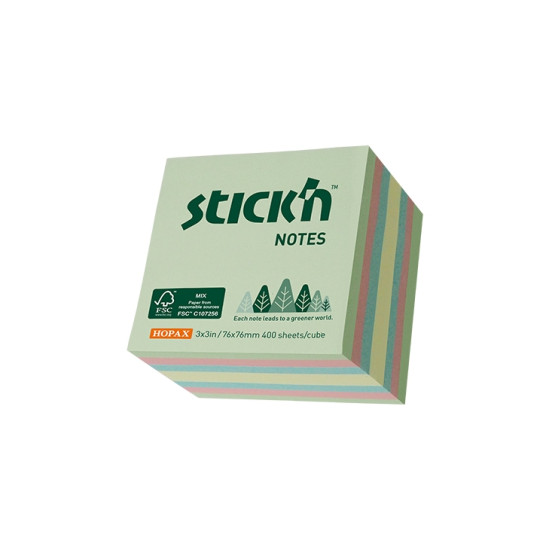 Куб для заметок StickN "21891", Assorted Pastel, FSC-сертифицированный
