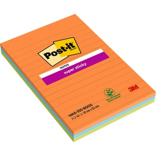 Līmlapiņas Post-it Super Sticky 4645, 101x152, 3x45 lapas