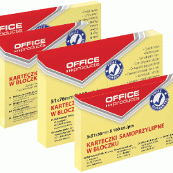 Līmlapiņas Office Products 127x76mm, 100 lapiņas, pasteļdzeltenas
