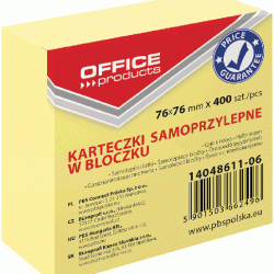 Līmlapiņu kubs OFFICE PRODUCTS 76x76, pasteļdzeltens