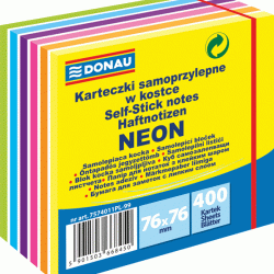 Līmlapiņu kubs DONAU, 76x76mm, neonkrāsas