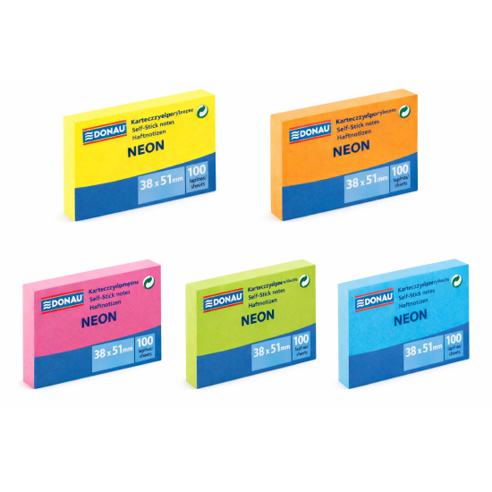 *Līmlapiņas DONAU, 38x51mm, 100 lapiņas, neondzeltenas