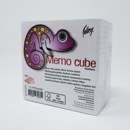Блокнот для заметок College Memo Cube KPF College 90x90x500 листов 5x5 квадратов 1 сторона клееная