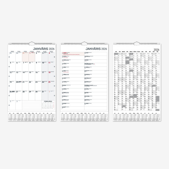 Sienas kalendārs ar spirāli Office Planner, 12 lapas