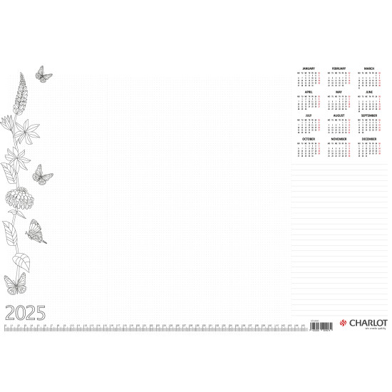 Galda paliktnis ar kalendāru 2025 College, 600x420mm, 12 lapas, krāsojams