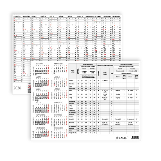Tabulkalendārs Simple A4 2026