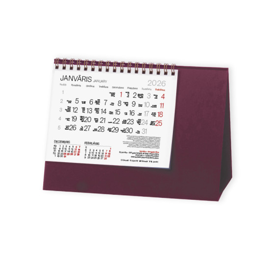 Galda kalendārs - piramīda Tent, bordo