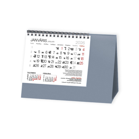 Galda kalendārs - piramīda Tent, pelēks