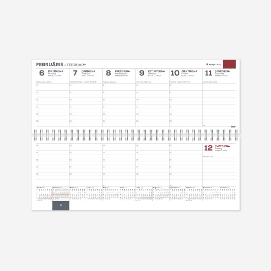 Galda kalendārs Memo Spiral, plastikāta, melns