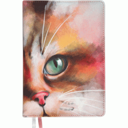 Записная книжка "deVENTE. Cat" A5 (145 ммx205 мм) 160 стр, белая бумага 70 г/м² в клетку, твердая обложка из искусственной кожи с поролоном, цветная печать, отстрочка, перфорация, закругленные уголки, 1 ляссе, в термоусадочной пленке, рыжий кот