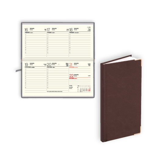 Kabatas plānotājs Lady, basis, nedēļas atvērums, brūns