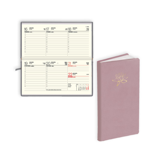 Kabatas plānotājs Lady Soft, mākslīgā āda, nedēļas atvērums, rozā