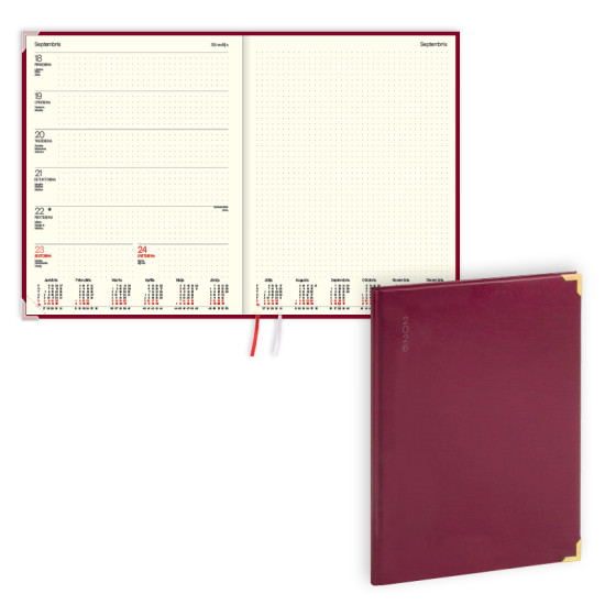 Plānotājs Fortune A4, basis, nedēļas atvērums, bordo