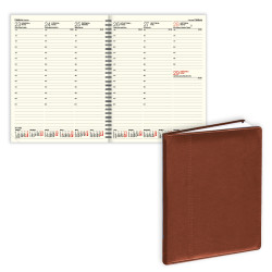 Plānotājs ar spirāli Advocate A4,mākslīgā āda, nedēļas atvērums, brūns