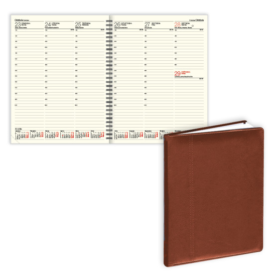 Plānotājs ar spirāli Advocate A4,mākslīgā āda, nedēļas atvērums, brūns