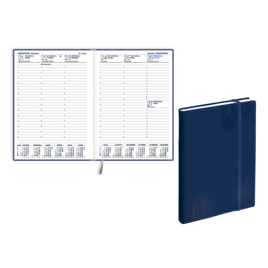 Plānotājs Prestige Soft A5, mākslīgā āda, nedēļas atvērums, zils