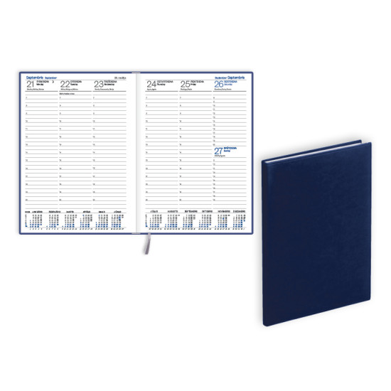 Plānotājs Prestige A5, mākslīgā āda, nedēļas atvērums, zils