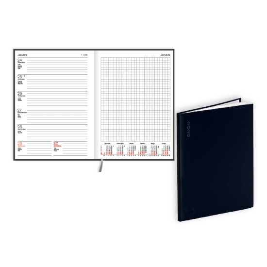 Plānotājs Quadro Flex A5, basis, nedēļas atvērums, melns