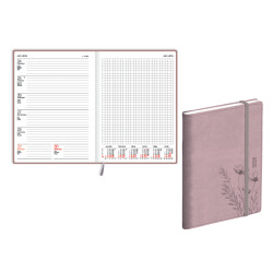 Plānotājs Quadro Soft A5, mākslīgā āda, nedēļas atvērums, rozā