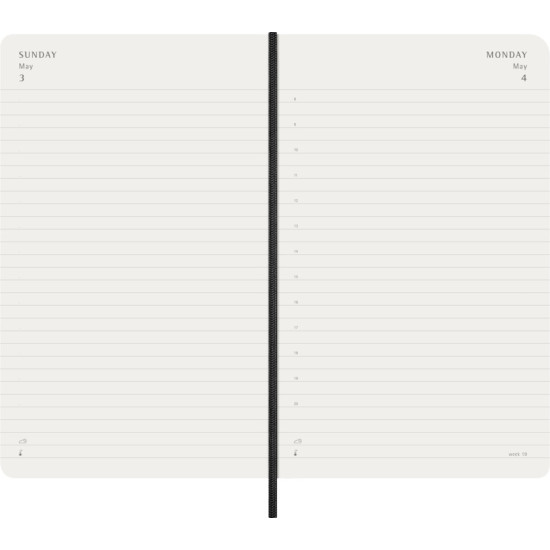 Kalendārs-piezīmju grāmata Moleskine 2026 13x21cm, diena, mīksti vāki, melna