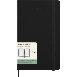 Kalender-märkmik Moleskine 2026 13x21cm, nädal H, kõvad kaaned, must