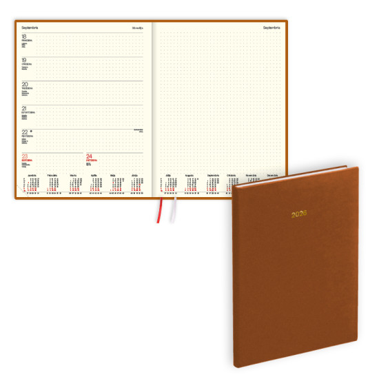 Plānotājs Fortune A4, mākslīgā āda ar tekstūru, nedēļas atvērums, brūns