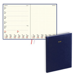 Plānotājs Fortune A4, mākslīgā āda ar tekstūru, nedēļas atvērums, zils