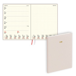 Plānotājs Fortune A4, mākslīgā āda ar tekstūru, nedēļas atvērums, bēšs