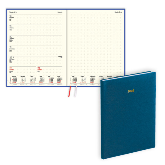 Plānotājs Fortune A4, mākslīgā āda ar tekstūru, nedēļas atvērums, gaiši zils