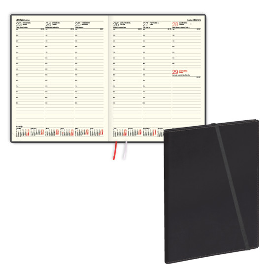 Plānotājs Advocate Trend A4, mākslīgā āda, nedēļas atvērums, melns