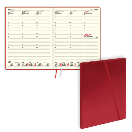 Plānotājs Advocate Trend A4, mākslīgā āda, nedēļas atvērums, sarkans