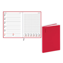Plānotājs Quadro Flex A5, basis, nedēļas atvērums, sarkans