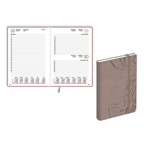 Plānotājs Manager Soft A5, mākslīgā āda, dienas atvērums, brūns