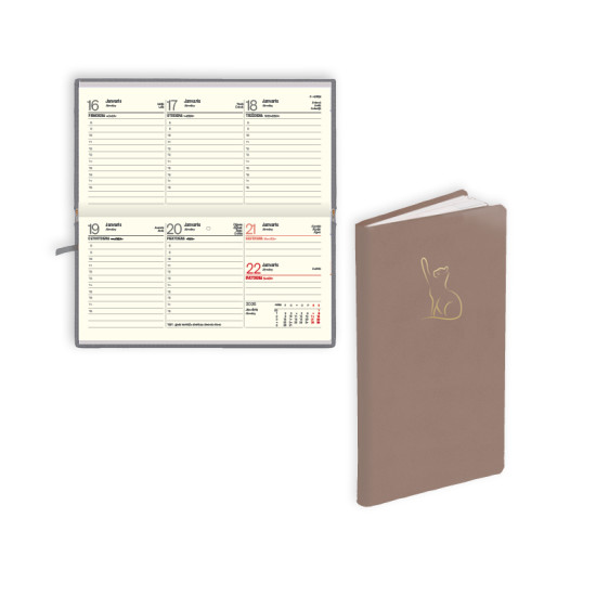 Kabatas plānotājs Lady Soft, mākslīgā āda, nedēļas atvērums, brūns