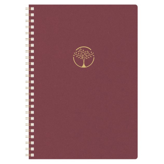 Plānotājs ar spirāli Unika Spiral Cardboard A5, nedēļas atvērums, sarkans