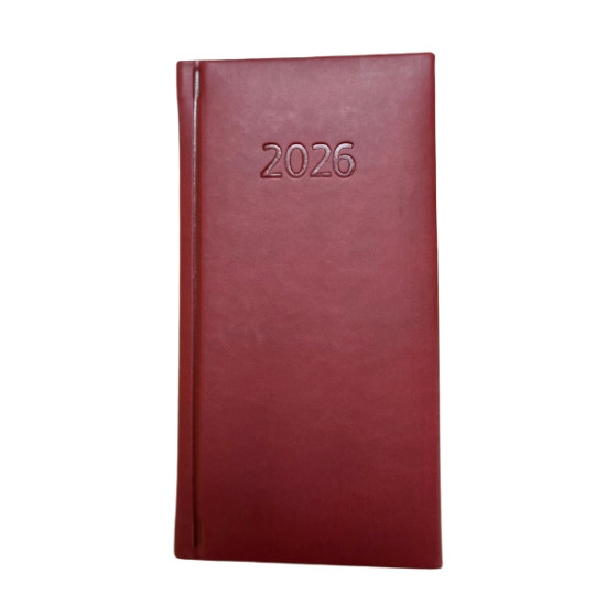 Plānotājs Kreska 2026 Viva 82x163mm, nedēļas atvērums, sarkans
