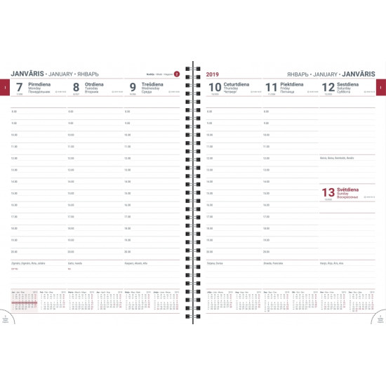 Satura bloks VIP Spiral A4, PVC, nedēļas atvērums, caurspīdīgs vāks