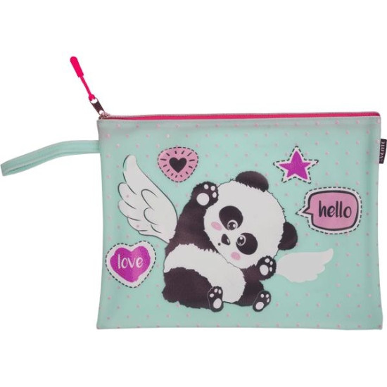 Папка для тетрадей "deVENTE. Panda" A4 (33x24x1 см) на молнии сверху, с ручкой, силиконовая