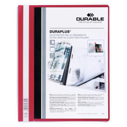 Папка Durable Duraplus A4+ с карманом прозрачная красная