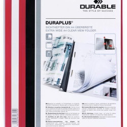 Папка Durable Duraplus A4+ с карманом прозрачная красная