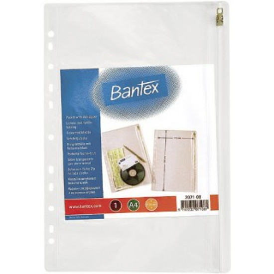 Папка Bantex A4 на молнии прозрачная 140мк