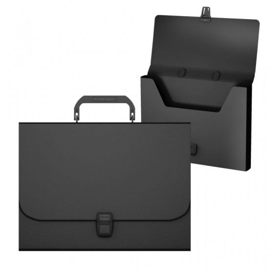 Portfelis ATTACHE, no stingras plastikas, A4, melns