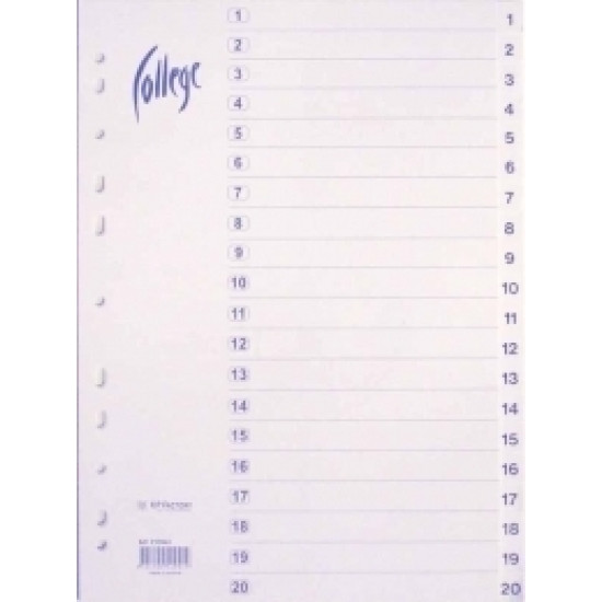 Разделители College "1-20", White, Универсальная перфорация