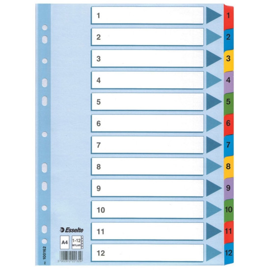 Разделители Esselte "Index", Multicolor, Усиленные майларом