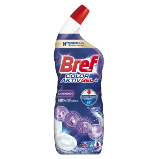 Гель для чистки унитаза Bref "Color Aktiv", Lavender, Цветовой индикатор