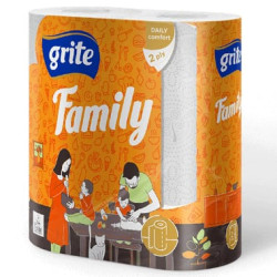 Полотенца кухонные Grite FAMILY, белые, 2-х слойные, 2x14= 28шт, Ø11,5