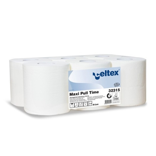 Полотенца для рук Celtex MAXIPULL Time 135, белые, 2-х слойные, 6шт, Ø20