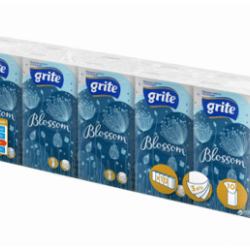 Бумажные  носовые платки Grite BLOSOOM, 3-х слойные, 10 пачек (10)