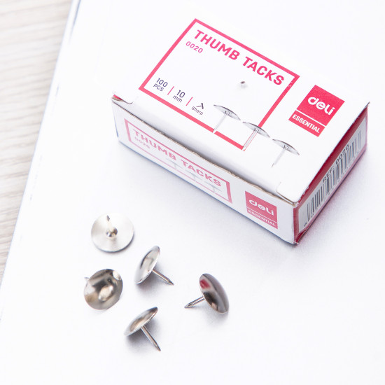 Кнопки-гвоздики DELI Никелированные, Silver